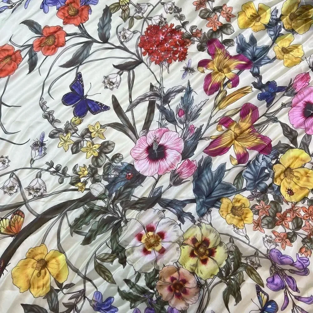 Johhny Was Women's Multi-Color Floral Butterfly Corner Tassel Square Scarf Wraps